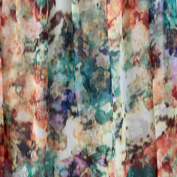 Aidan Maddox Strapless Sweetheart Pleated Watercolor Chiffon Dress Gown Formal 8 - Picture 8 of 16